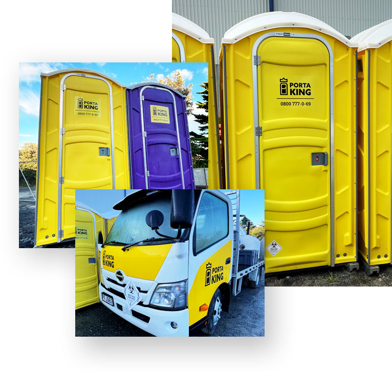 Porta King's yellow units and branded service truck